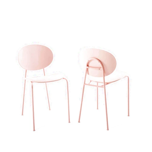 Modway Palette Modern Molded Plastic Accent Dining Chair in Pink - Set of 2 - Comes Fully Assembled