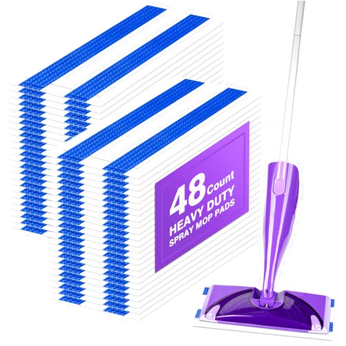 Orighty Dry Mop Pads Refill Compatible with Swiffer Wet Jet, Multi-Layer Mopping Pads, Multi Surface WetJet Hardwood Floor Cleaner Spray Mop Pads Refills, 48 Count