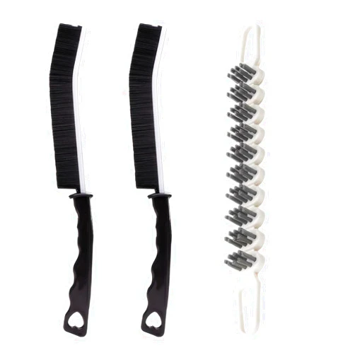 POPGIO Crevice Cleaning Brush Hard Bristle Grout Brush Scrub Brush Toilet Brush Cleaning Tools Cleaning Supplies for Household Use Bathroom Kitchen 3 Pcs (Black&White)
