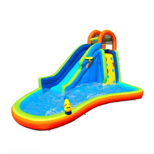 BANZAI Big Blast Water Park, Length: 14 ft 5 in, Width: 10 ft 7 in, Height: 7 ft 11 in, Inflatable Outdoor Backyard Water Slide Splash Bounce Climbing Toy,Blue/Orange