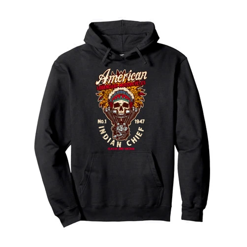 Native American indigenous people clothing Retro Vintage American Motorcycle Indian native Bikers Gift Pullover Hoodie