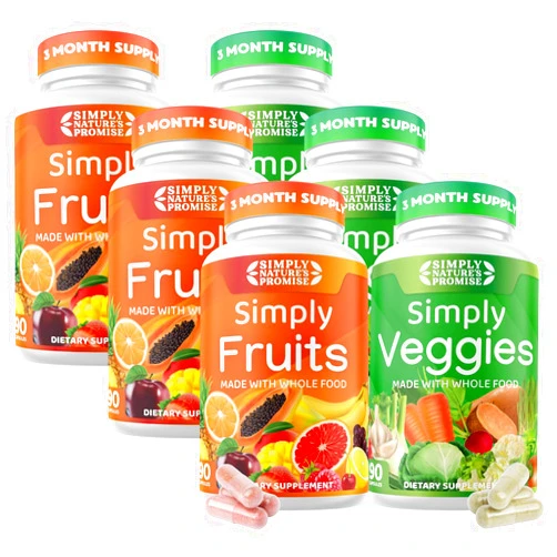 Simply Nature's Promise - Packed with Over 40 Different Fruits & Vegetables - 3 Month Supply- Made with Whole Food Superfoods - with Aloe Vera – 100% Soy Free - 540 Capsules