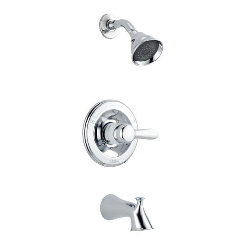 Delta Faucet Lahara 14 Series Single-Handle Tub and Shower Trim Kit, Shower Faucet with 5-Spray Touch-Clean Shower Head, Chrome T14438 (Valve Not Included), Without Rough