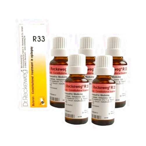 Dr. Reckeweg 5 Pack X Dr.Reckeweg-Germany R33- Epilepsy Drops (Constitutional Treatment in Epilepsy). --