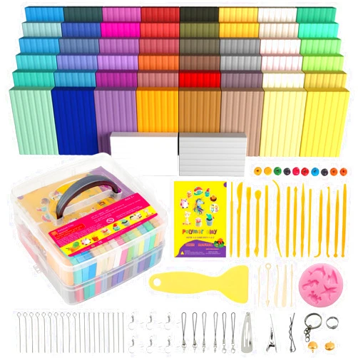 Aestd-ST Polymer Clay 50 Colors, Modeling Clay for Kids DIY Starter Kits, Oven Baked Model Clay, Non-Sticky Molding Clay with Sculpting Tools, Gift for Children and Artists (50 Colors A)