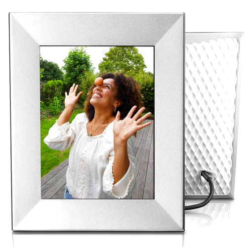 Nixplay Iris 8 Inch WiFi Digital Picture Frame Silver - Share Moments Instantly via App or E-Mail