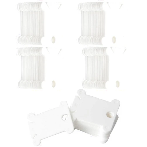 Nanaxagly 100 Pcs Plastic Floss Bobbins, Thread Cards, for Embroidery Cross Stitch Thread Craft DIY Sewing Storage, Hard Floss bobbins, White
