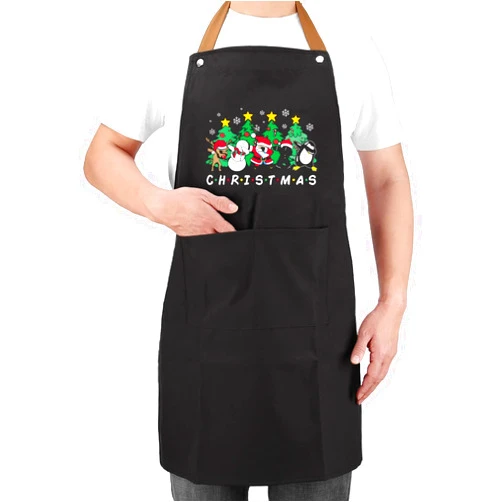 Generic Christmas Friends Santa Rudolph Snowman Family Xmas Kids Aprons With Pocket For Mens