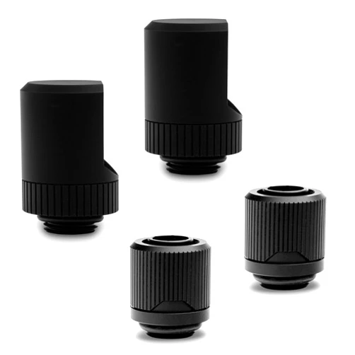 EKWB EK-Quantum Torque STC-10/13 Compression and 90 Degree Angled Rotary Fitting Set, Black, 2-Pack