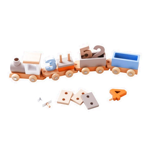 GOODMOM Wooden Baby Toys Train Set Montessori Toys for Toddlers with Numbers and Blocks 12 Pcs Kids Wooden Train Set Boys and Girls 1 2 3 4 5 Birthday Toys Toddler Train Set