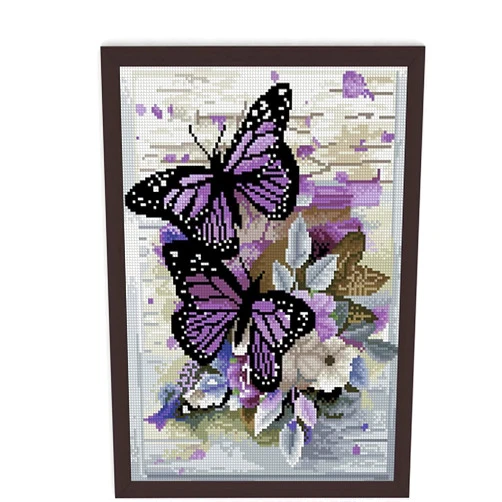 WUSARPLY Stamped Cross Stitch Kits,Flowers Needlepoint Butterfly Counted Cross Stitch Kits for Adults Beginners,Full Range of Cross-Stitch Stamped Kits Needlecrafts