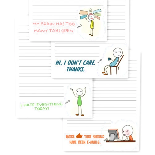 ZICOTO Super Funny Notepads - Hilarious Office Gift for Your Women Coworkers - Set of 4 Office Supplies Memo Pads w/ 4 Assorted Designs, 50 Sheets Each, 4.25