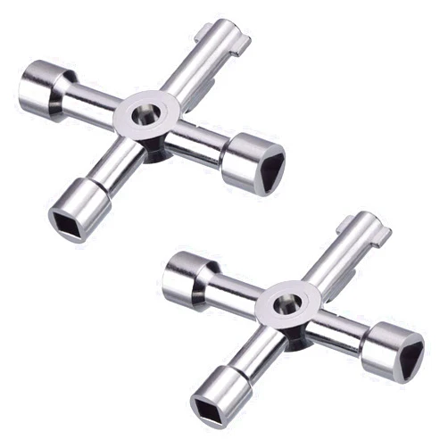 Shappy 2 Pack Electric Cabinet Keys Gas Meter Keys Utility 4-Way Keys for Multi-application (Silver)
