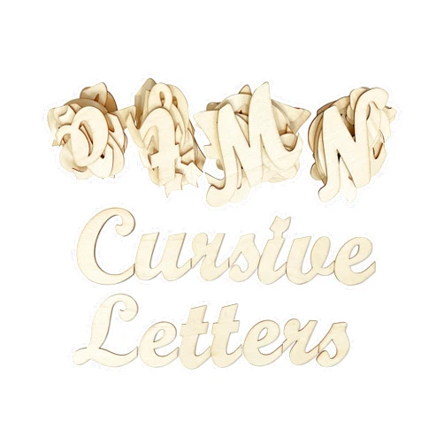 Cregugua 3 Inch 284 Pieces Wooden Letters Unfinished Wood Letters for Crafts Cursive Alphabets with Extras