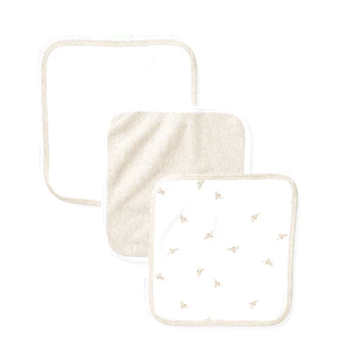 Burt's Bees Baby Infant Washcloths, 100% Organic Cotton, Soft and Super Absorbent Knit Terry & Woven Terry Wash Cloth - 3 Pack Set