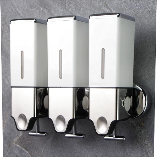 Prosfalt 3 x 500ml per Cup Wall Mounted Manual Soap Dispenser for Home, Bath, Kitchen, Hotels, Restaurants. Shower and Lotion Dispenser(White)