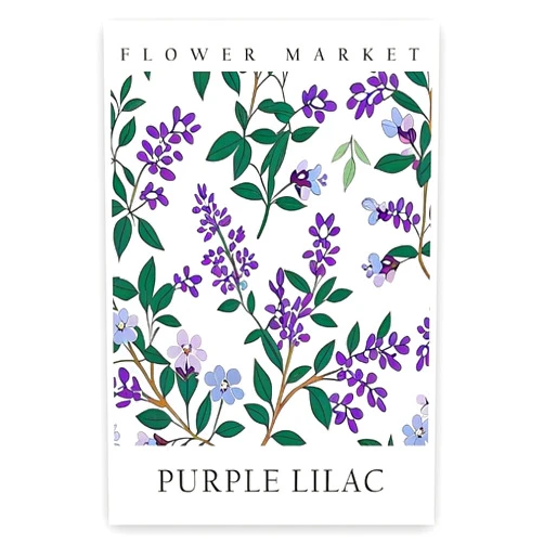 MjZephrion Flower Market Poster Vintage Purple Lilac Flower Canvas Wall Art Abstract Art Pictures Flowers Leaves Art Aesthetic Home Decor for Living Room Bedroom Flower Shop 12x18in Unframed, style-1