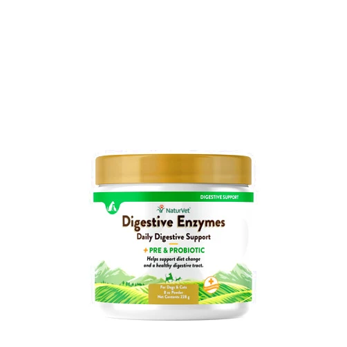 NaturVet – Digestive Enzymes for Dogs - Plus Probiotics & Prebiotics | Helps Support Diet Change & A Healthy Digestive Tract | for Dogs & Cats | 8 oz Powder