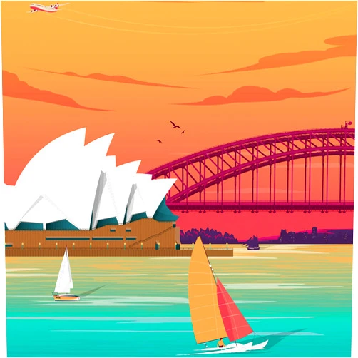 Bailiers Landscape Diamond Painting Kits,Sydney Vintage Travel Poster Diamond Art,Diamond Painting for Adults,Fashion Home Interior Decoration Diamond Painting,Size 16 X 20inchl