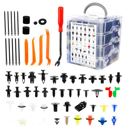 JNLK 1365Pcs Car Push Retainer Clips Body Clips Plastic Fasteners Kit Fender Rivet Clips 44 Most Popular Sizes Nylon Auto Push Pin Rivets Set for Toyota GM Ford Honda Acura Chrysler,red