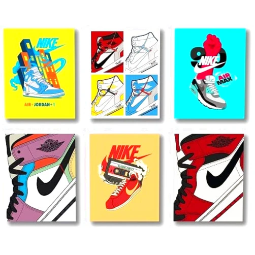 SYCART® - Air Jordan, Prints, Set of 6 (8''x10'') UNFRAMED, Room Decor, Shoes, Art Sports Themed Wall Art For Boys Room, Hypebeast Sneaker Poster – Hypebeast Room Decor, Michael Jordan Poster, Sneaker Air Jordan Shoes Shoebox Collection Aesthetic Cool Poster for Teen Boys Guys Men Room Dorm Bedroom Wall Decor, AJ Wall Art, Cool air jordan poster, Jordan shoe posters