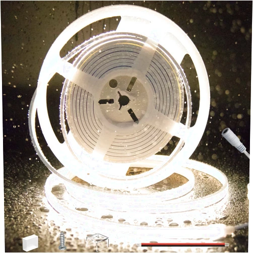 PAUTIX COB LED Strip Neon Rope Light 16.4ft/5m, 4000K White 504 LEDs/m 24V,Silicone LED Neon Light IP68 Waterproof for Outdoor Indoor Lighting Decor(Power Supply NOT Included)