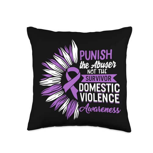 Domestic Violence Tees by WaitForjuly Co. Domestic Violence Awareness Punish The Abuser Not Survivor Throw Pillow, 16x16, Multicolor