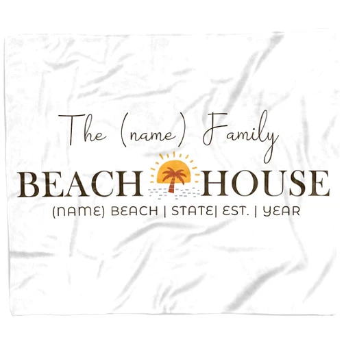 Teegarb Letter Blanket Personalized Beach House Themed Name Blanket Customized Name Vacation Home Fleece Throw for Men Women Unique Custom Inspirational Quotes Beach House Fleece Blanket for Mom Dad (60x80)