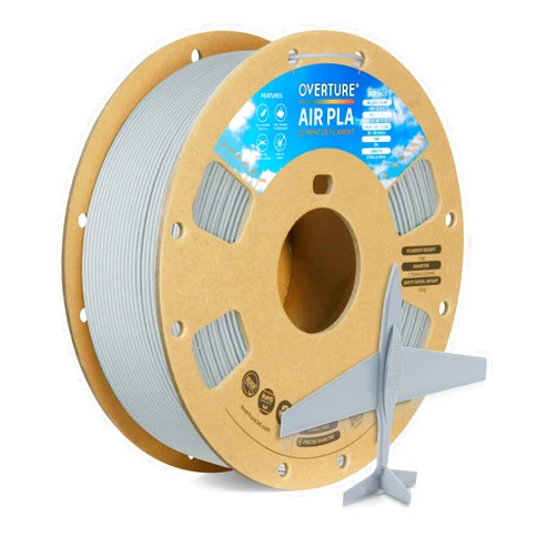 OVERTURE Air PLA Filament, Pre-Foamed PLA Low-Density, Lightweight PLA, Cardboard Spool, 0.82kg(1.8lbs), Dimensional Accuracy +/- 0.02mm (Air Light Gray)