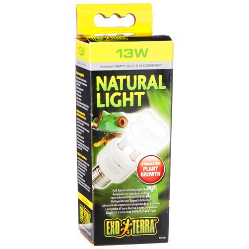 Exo Terra Repti-Glo 2.0 Compact Fluorescent Full Spectrum Terrarium Lamp, 13-Watt (Natural Light)