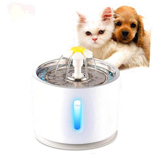 DSHUB Dog Water Fountian, 2.4L Dog Water Dispenser, with 6 Replacement Filters,LED Indicator Feline Water Fountain, Suitable for Cats, Dogs, Multiple Pets