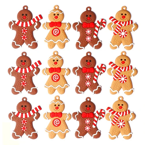 Doneace Christmas Ornaments Gingerbread Man Ornaments for Christmas Tree Decorations 12PCS Gingerman Hanging Christmas Tree Ornaments for Christmas Craft Supplies Holiday Decor