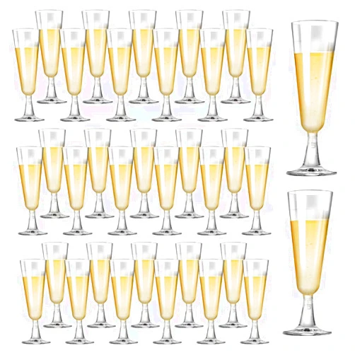 SUREHOME Plastic Champagne Flutes 40 Pack Disposable Champagne Glasses 5.5 Oz Clear Plastic Mimosa Glasses Acrylic Wedding Toasting Glasses for New Year 2024 Christmas Party Cocktail Cups Bulk