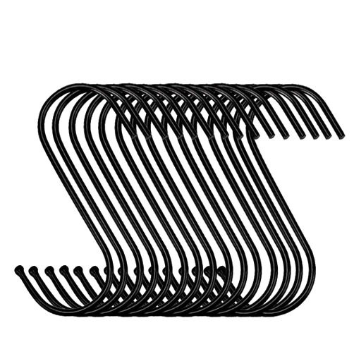 Evob 30 Pack Black Steel Hanging Hooks - Heavy Duty Metal Hooks for Hanging Pots, Pans, Cups, Bags, Jeans, Towels