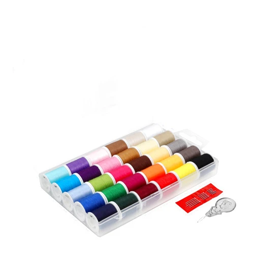 SINGER Polyester Sewing Thread Set - 30 Assorted Colors, 50 Yards per Thread Spool, Sewing Kit includes 5 Large Eye Hand Needles, 1 Needle Threader, Suitable for Hand and Machine Sewing