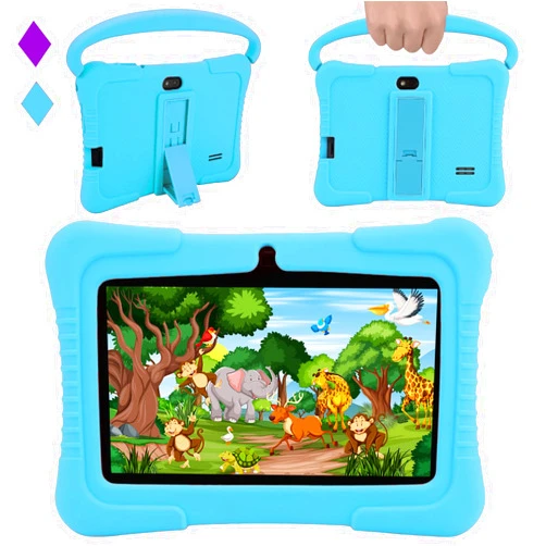 Veidoo Kids Tablet, 7 inch Android Tablet PC, 2GB RAM 32GB ROM, Safety Eye Protection Screen, WiFi, Dual Camera, Games, Parental Control APP, Tablet with Silicone Case(Blue)