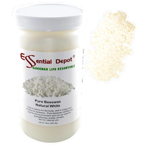 Essential Depot Bees Wax Pastilles Pearls - White - 18 oz net Weight - No Additives - No Bleach - Twice Filtered