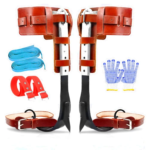 GothicBride Tree Climbing Spikes with Harness Belt Adjustable Tree Climbing Gears with Cattle Hide Leggings Straps