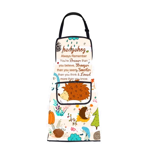 BNQL Hedgehog Apron with Pockets Hedgehog Gifts for Hedgehog Lovers Cute Hedgehog Gift Hedgehog Kitchen Apron Funny Apron Hedgehog