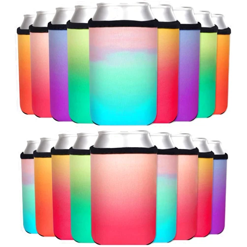 Sinperne 18 Pack Beer Can Coolers Sleeves, Soft Insulated Bottle Soda Cover Coolers, Personalized Collapsible 12OZ Blank Bulk Drink Cooler for Parties, Wedding or Celebrate Events (Multicolor,18 Pack)