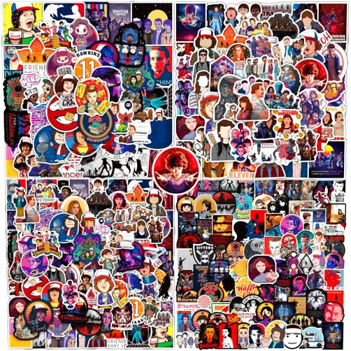 TaDadaPAO 200Pcs Stranger Things Movie Decorations Laptop Sticker Wardrobe Car Skateboard Motorcycle Bicycle Mobile Phone Luggage Guitar DIY Decal for Teens