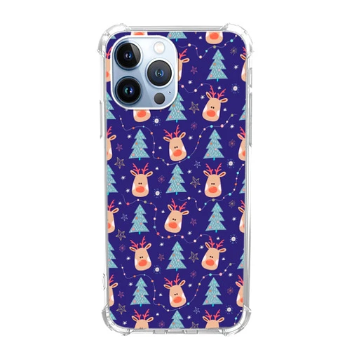 Dohakemuny Reindeer Christmas Lights Tree Carton Case Compatible with iPhone 14 Pro, Cute Christmas Case for iPhone 14 Pro, Cool Trendy TPU Bumper Case Cover