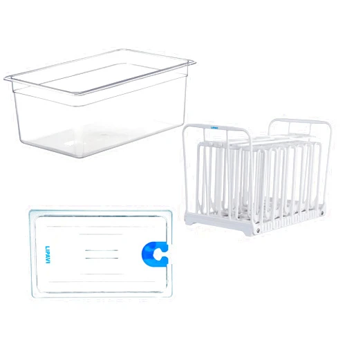 LIPAVI Sous Vide System Model NXC20-UNIR - with C20 Container, one N20X Rack and an Universal lid - fits virtually any sous vide machine up to 2.755 inches (70mm) in diameter