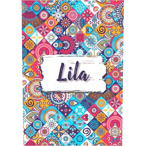 FRR Milla Publishing Lila: Carnet de notes A5 | Prénom personnalisé Lila | Cadeau d'anniversaire pour fille, femme, maman, copine, sœur ... | Fleurs ethniques | 120 pages ... Format A5 (14.8 x 21 cm) (French Edition)