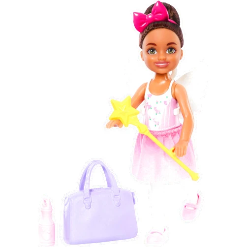 Barbie Toys, Chelsea Doll & Accessories Ballerina Set, Career Brunette Small Doll with 5 Dance-Themed Pieces Including Swan Wings