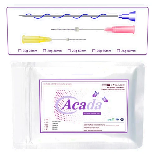 PHYMAT Acada Pdo Threads for Face Lift 26G90mm 40Pcs, Pdo Screw Threads, Threads for Face, Sharp Tip, Pdo Threads USP 5-0