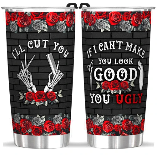 4LIEUBASMI Hair Stylist Gifts for Her - I'll Cut You 20oz Stainless Steel Tumbler with Lid - Thank You Cup Mug for Hairdresser Cosmetology Salon Owner Beautician