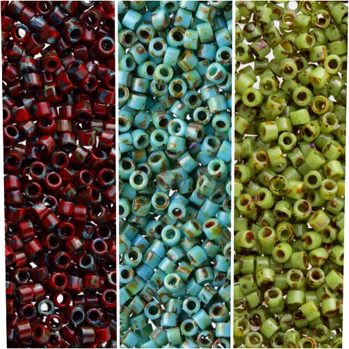 Miyuki Delica Seed Beads Bundle: Size 11/0, Earth Picasson Palette Collection DB2263, DB2264, DB2265