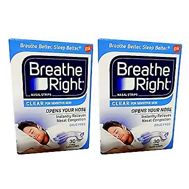 Breathe Right Nasal Strips Clear Large - 30 Strips-2 Count 2- Pack