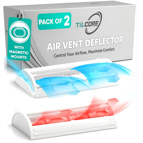 Tilcore Air Vent Deflector with 6-Way Multi-Directional Airflow - 10x4